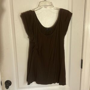 Express Brown Scoop Neck Tee